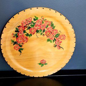 BOHO Handpainted wooden floral plate
